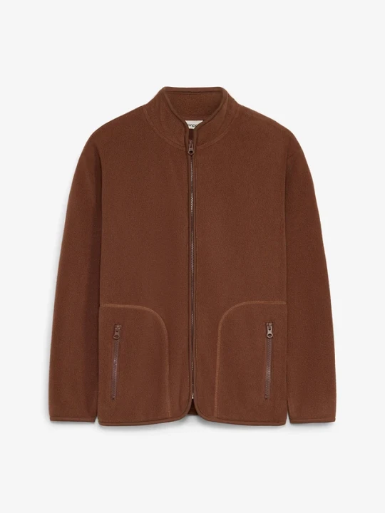 Zdjęcie produktu Bluza rozpinana z polaru ze stójką BonPrix brązowy