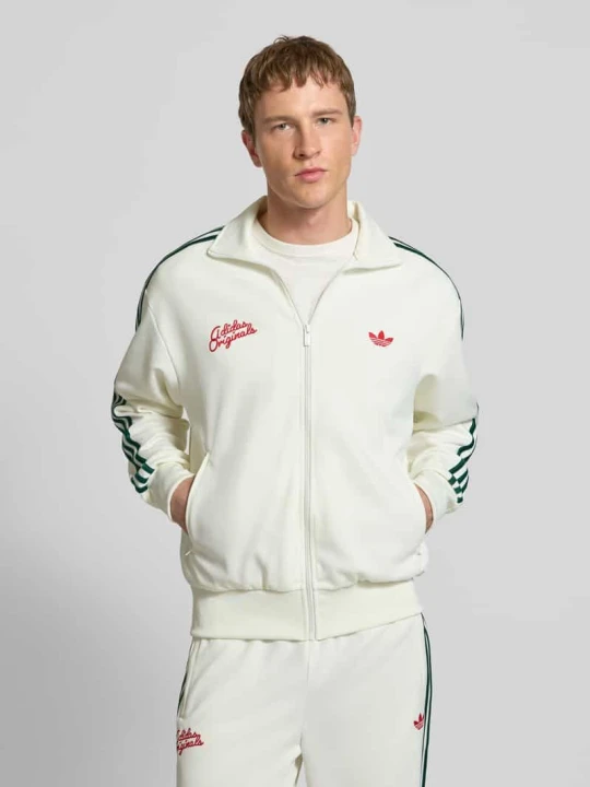 Zdjęcie produktu Bluza rozpinana z wyhaftowanym logo i stójką adidas Originals Złamany biały