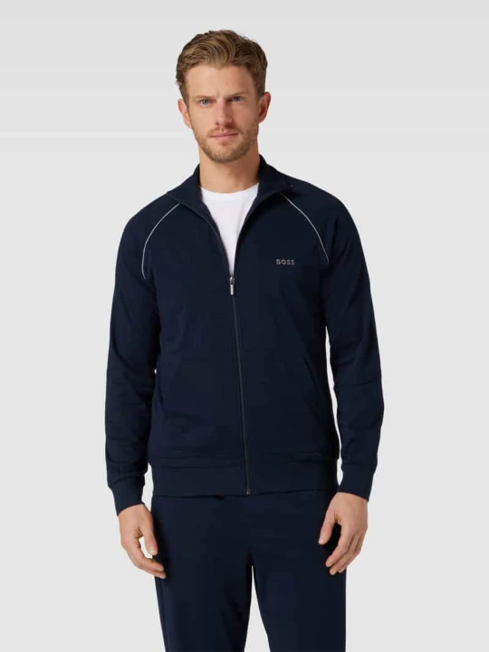 Zdjęcie produktu Bluza rozpinana z wyhaftowanym logo model ‘Mix&Match’ Boss Ciemnoniebieski