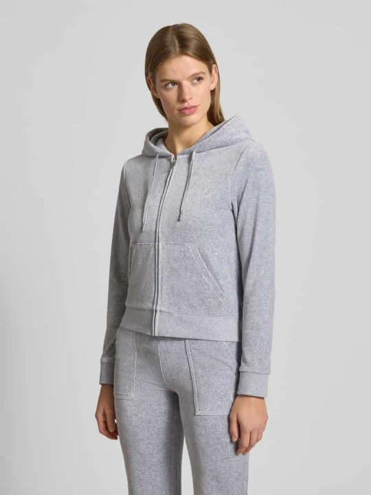 Zdjęcie produktu Bluza rozpinana z wyhaftowanym logo model „ROBERTSON” Juicy Couture Jasnoszary melanż