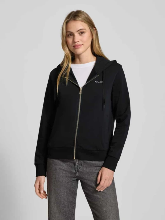 Zdjęcie produktu Bluza rozpinana z wyhaftowanym logo model ‘SOFIA’ Guess Czarny