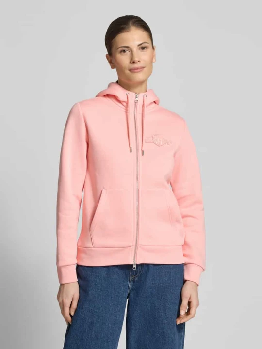 Zdjęcie produktu Bluza rozpinana z zamkiem błyskawicznym dwustronnym i wyhaftowanym logo Gant Jasnoróżowy