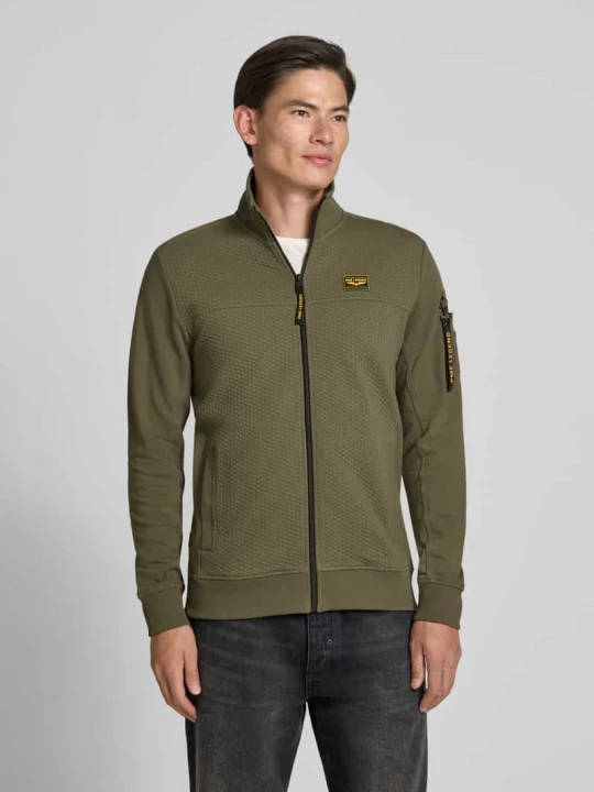 Zdjęcie produktu Bluza rozpinana ze stójką i naszywką z logo PME Legend Oliwkowy