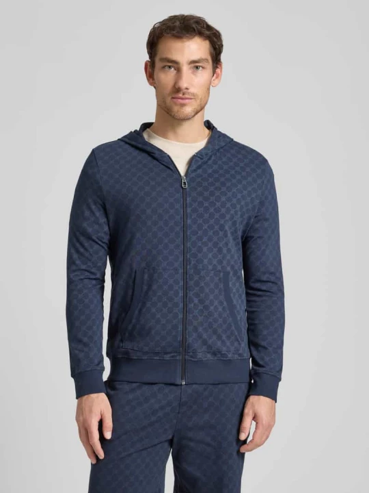 Zdjęcie produktu Bluza rozpinana ze wzorem z logo i kapturem JOOP! Granatowy