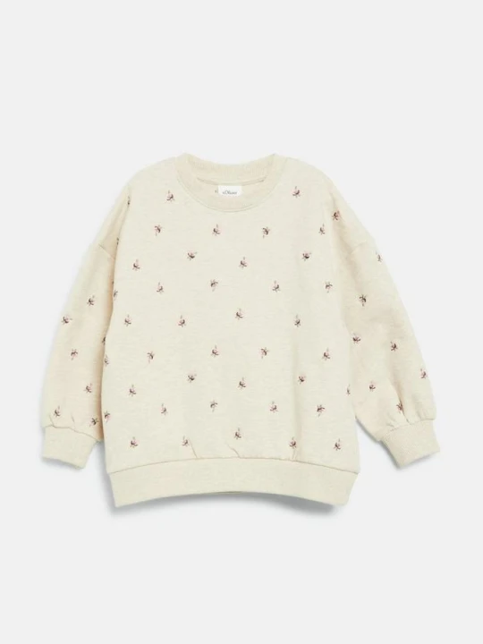 Zdjęcie produktu Przytulna bluza oversize z kwiatowym haftem s.Oliver beżowy