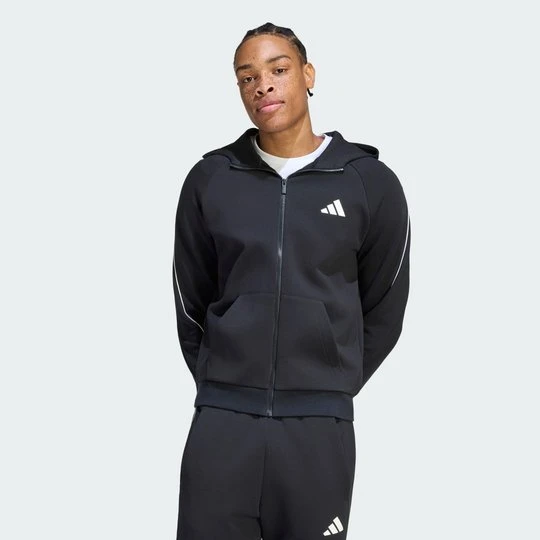 Zdjęcie produktu BLUZA STADIUM Z KAPTUREM, MAŁYM LOGO I SUWAKIEM NA CAŁEJ DŁUGOŚCI Adidas czarny