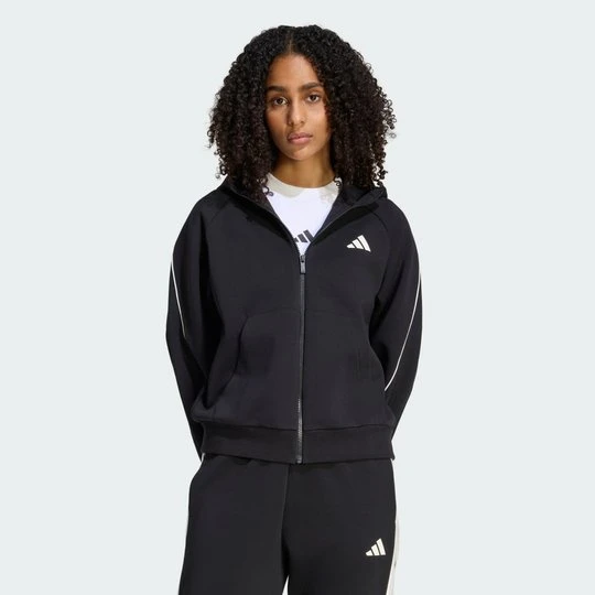 Zdjęcie produktu BLUZA STADIUM Z KAPTUREM, MAŁYM LOGO I SUWAKIEM NA CAŁEJ DŁUGOŚCI Adidas czarny
