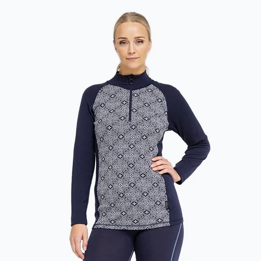 Zdjęcie produktu Bluza termoaktywna damska Dovre Wool Organic Half Zip navy Granatowy