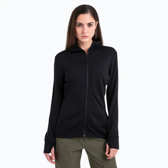 Zdjęcie produktu Bluza damska icebreaker Merino 260 Quantum IV Zip Hoodie black