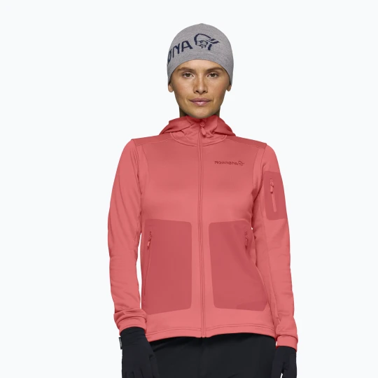 Zdjęcie produktu Bluza trekkingowa damska NORRONA Falketind Warm2 Stretch Hood deep sea coral / baked apple Norrøna Czerwony