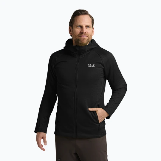 Zdjęcie produktu Bluza trekkingowa męska Jack Wolfskin Peak District Hooded Full Zip black