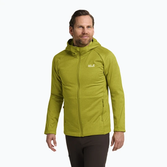 Zdjęcie produktu Bluza trekkingowa męska Jack Wolfskin Peak District Hooded Full Zip chartreuse Żółty