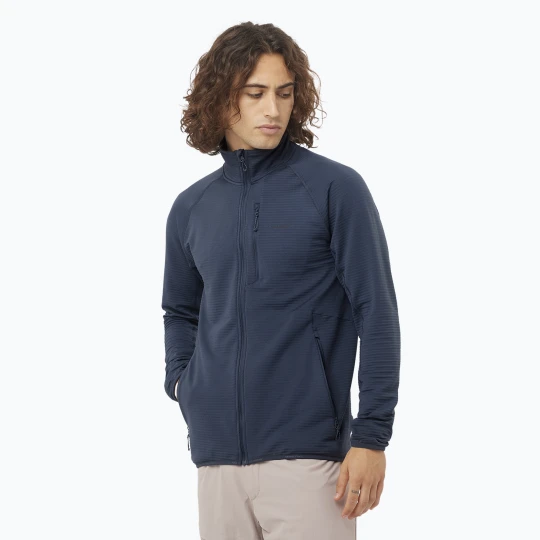 Zdjęcie produktu Bluza trekkingowa męska Salomon Lightwarm Full Zip blue nights Granatowy