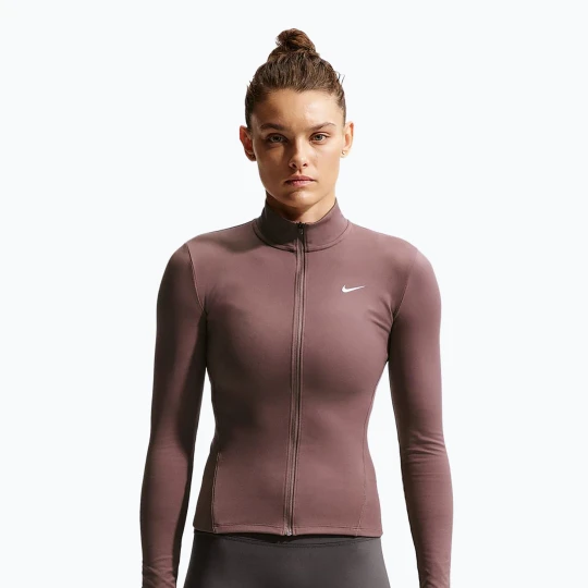 Zdjęcie produktu Bluza treningowa damska Nike One Fitted Dri-Fit Full-Zip burgundy tattoo / white Brązowy