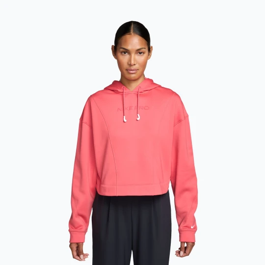 Zdjęcie produktu Bluza treningowa damska Nike Pro Therma-Fit Hoodie sea coral / white Czerwony