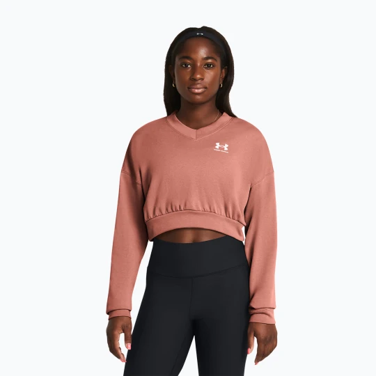 Zdjęcie produktu Bluza treningowa damska Under Armour Rival Terry Os Crop Crew canyon pink/white
