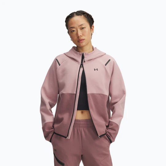 Zdjęcie produktu Bluza damska Under Armour Unstoppable Fleece HZ tourmaline pink / maroon mist / black