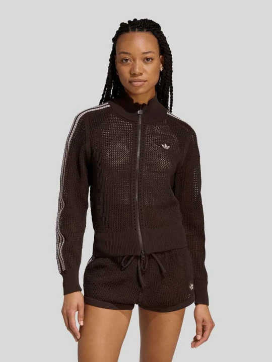 Zdjęcie produktu Bluza treningowa w fasonie krój slim fit o wyglądzie dzianiny model 'FIREBIRD' adidas Originals Czekoladowy