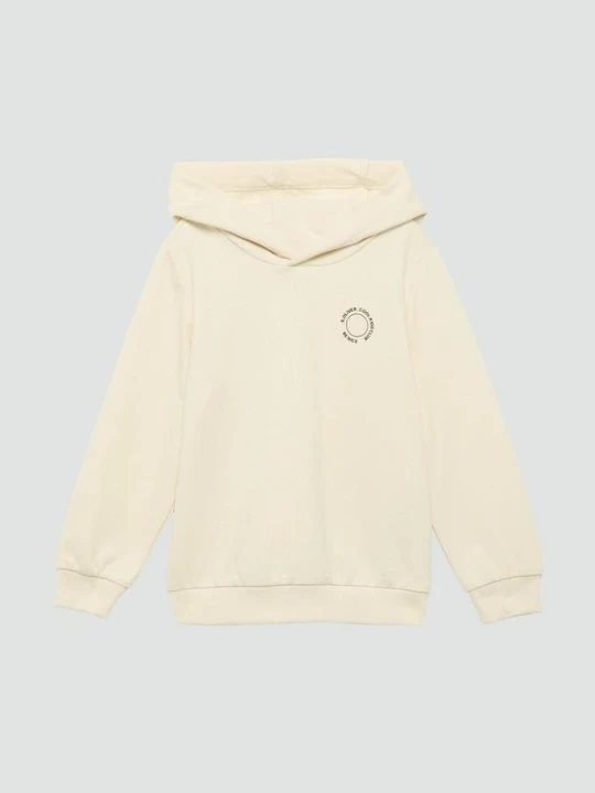 Zdjęcie produktu Bluza unisex z kapturem, prążkowanymi mankietami i małym nadrukiem s.Oliver beżowy
