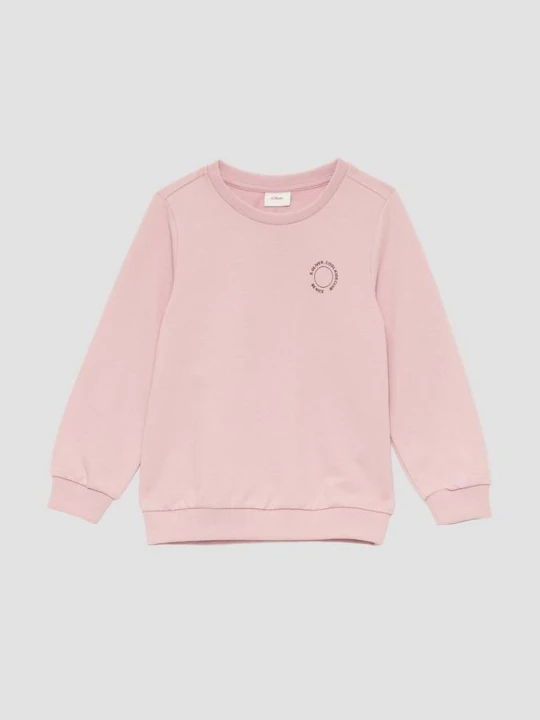 Zdjęcie produktu Bluza unisex z prążkowanymi mankietami i małym nadrukiem s.Oliver różowy