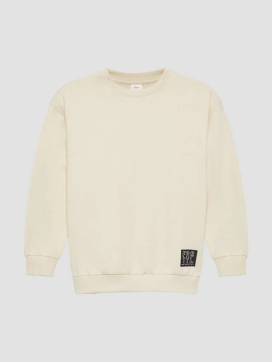 Zdjęcie produktu Bluza unisex z prążkowanymi mankietami i nadrukiem s.Oliver beżowy