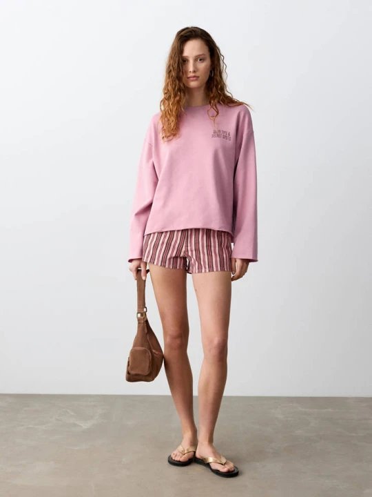 Zdjęcie produktu Bluza z bawełny z nadrukiem tekstowym różowy - Teen - - MANGO TEEN