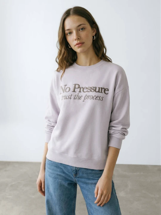 Zdjęcie produktu Bluza z bawełny z napisem jasny / pastelowa purpura - Teen - MANGO TEEN pomarańczowy