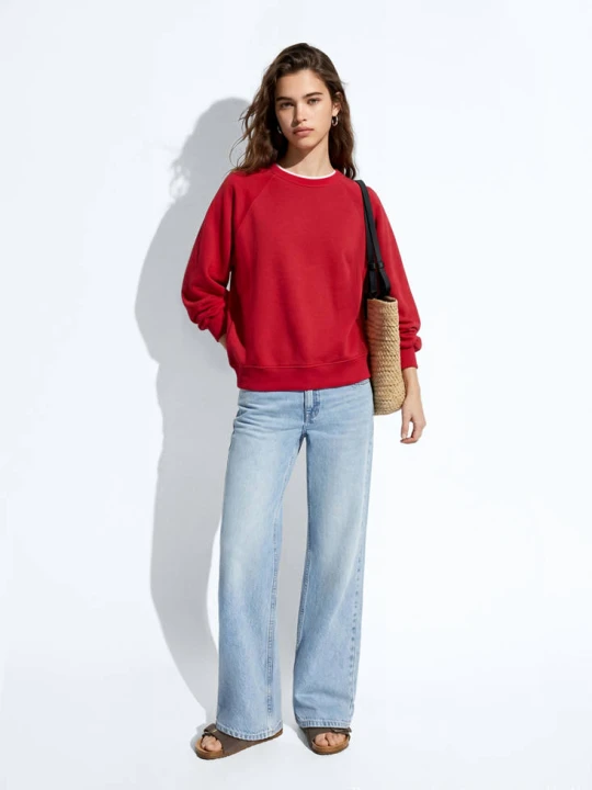 Zdjęcie produktu Bluza z bawełny z przeszyciami czerwony - Teen - - MANGO TEEN