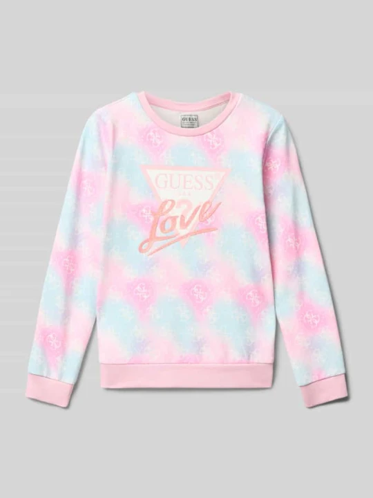 Zdjęcie produktu Bluza z czystej bawełny z nadrukiem z logo model ‘Active’ Guess Różowy