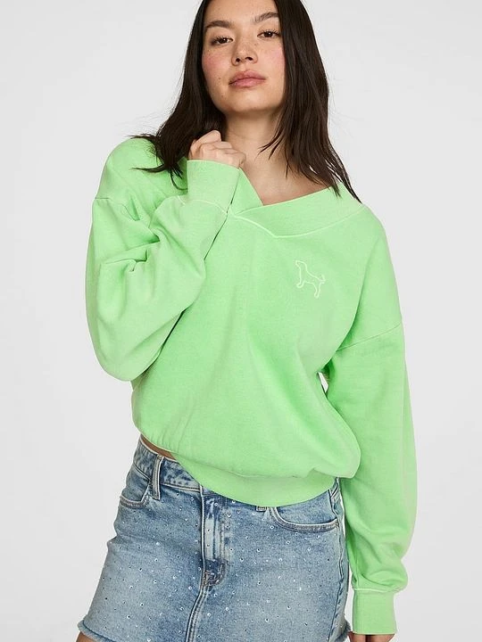 Zdjęcie produktu PINK Bluza z dekoltem V Campus Fleece Victoria's Secret Zielony