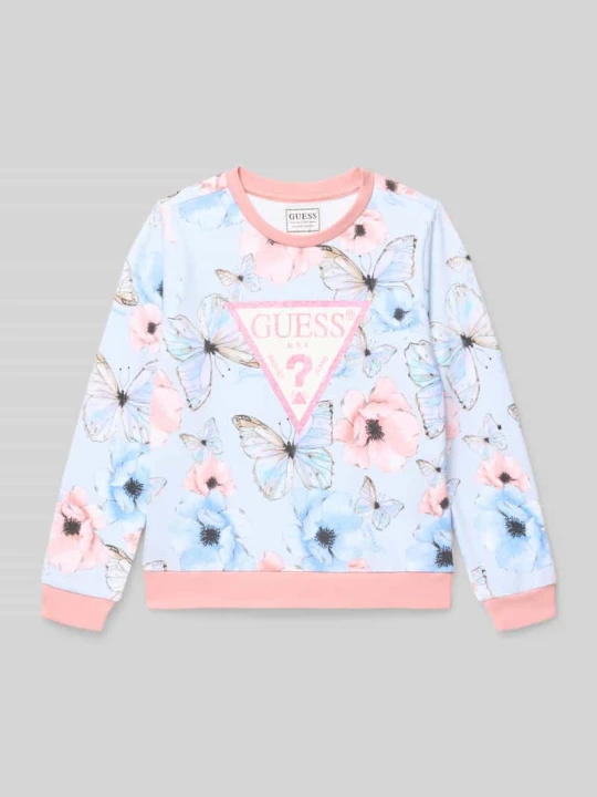Zdjęcie produktu Bluza z Detal z logo Guess Jasnoróżowy