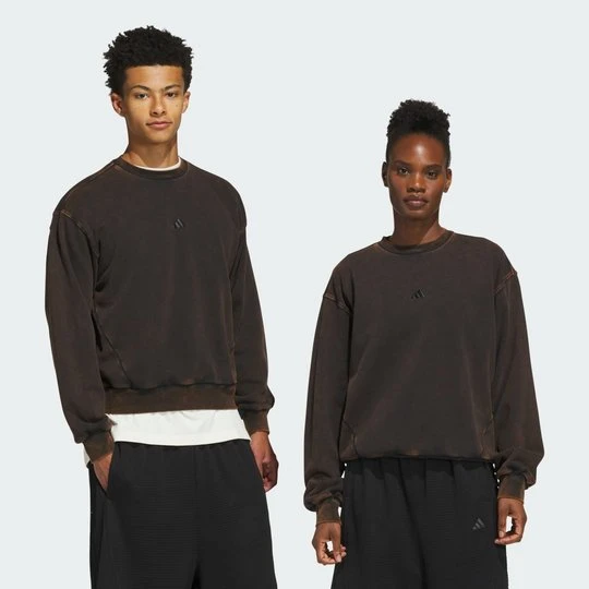 Zdjęcie produktu Bluza Z DZIANINY POLAROWEJ Z ZAOKRĄGLONYM DEKOLTEM I EFEKTEM SPRANIA ADIDAS czarny