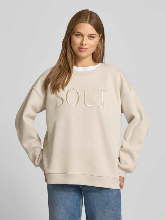 Zdjęcie produktu Bluza z haftem i okrągłym dekoltem Smith & Soul Beżowy