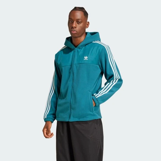 Zdjęcie produktu Bluza z kapturem Adicolor 3-Stripes Teddy Fleece Adidas Legacy Teal