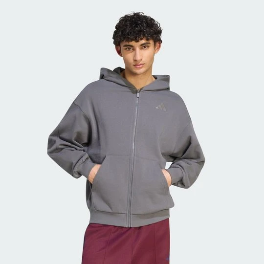 Zdjęcie produktu BLUZA Z KAPTUREM ADIDAS KIT SMALL LOGO FULL-ZIP Grey Five