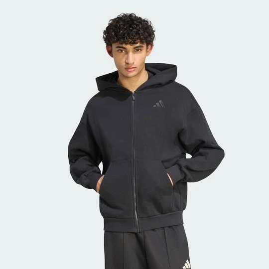 Zdjęcie produktu BLUZA Z KAPTUREM, MAŁYM LOGO I SUWAKIEM NA CAŁEJ DŁUGOŚCI ADIDAS KIT czarny