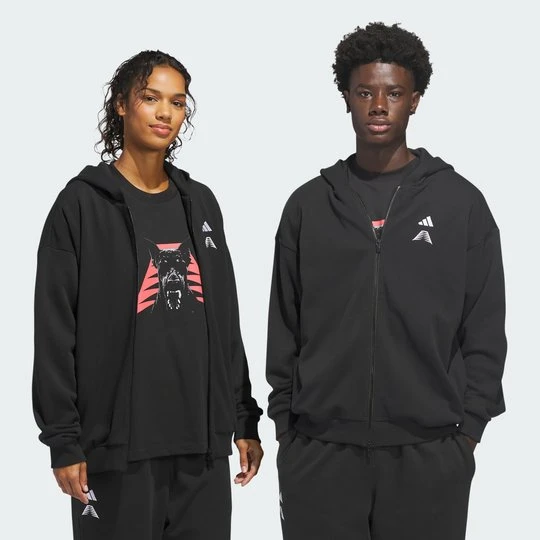 Zdjęcie produktu BLUZA Z KAPTUREM ANTHONY EDWARDS FOUNDATION FULL ZIP Adidas czarny