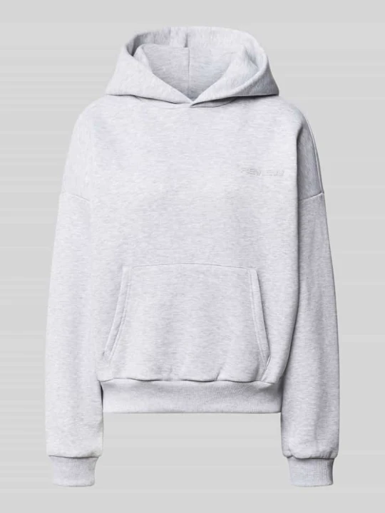 Zdjęcie produktu Bluza z kapturem basic o kroju relaxed fit w kolorze szary melanż REVIEW