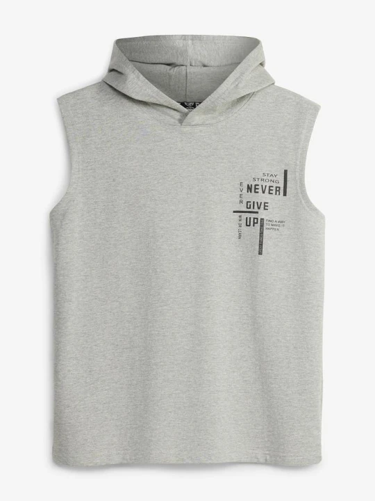 Zdjęcie produktu Bluza z kapturem bez rękawów z bawełny organicznej, loose fit BonPrix szary