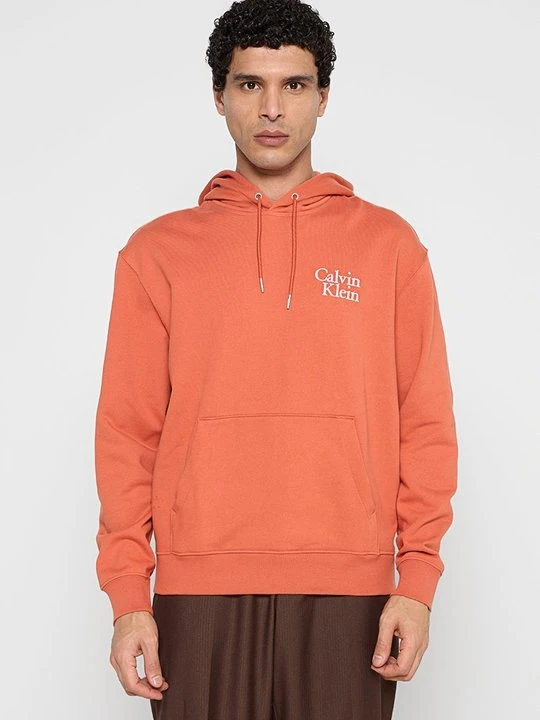 Zdjęcie produktu Bluza z kapturem Calvin Klein Jeans pomarańczowy