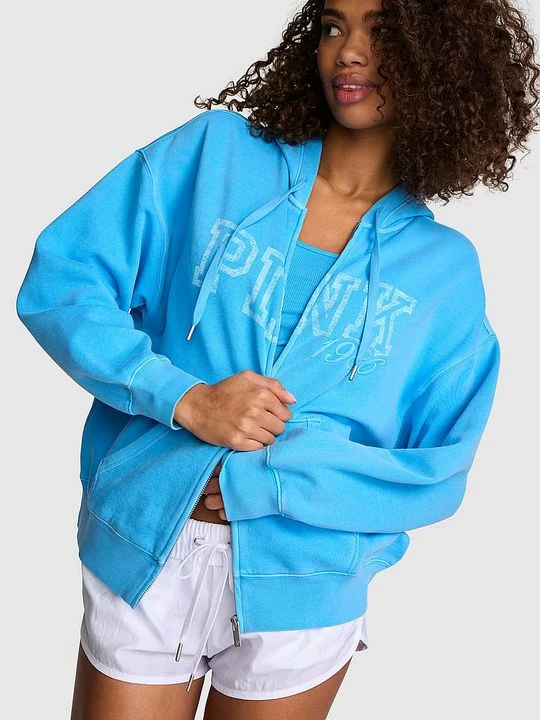 Zdjęcie produktu Bluza z kapturem Campus Fleece zapinana na zamek Victoria's Secret Niebieski