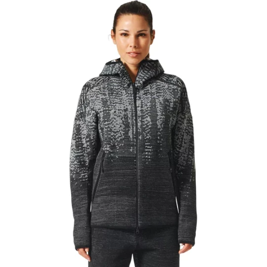 Zdjęcie produktu Bluza z kapturem damska Z.N.E. Pulse Knitted Hoodie Adidas Szary