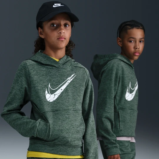 Zdjęcie produktu Bluza z kapturem dla dużych dzieci Therma-FIT Nike Multi Stain Repel - Zieleń