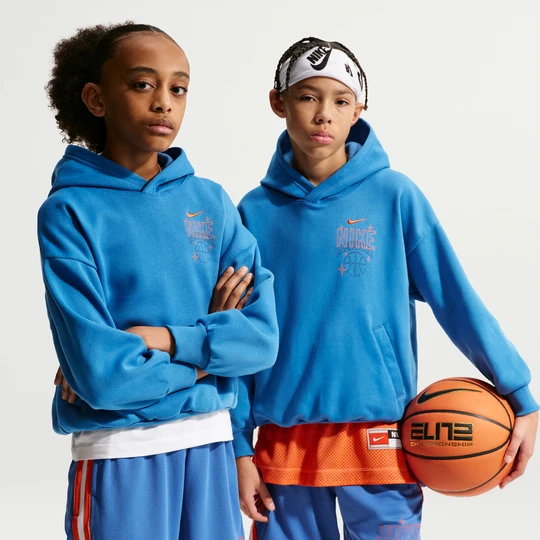 Zdjęcie produktu Bluza z kapturem do koszykówki o kroju oversize dla dużych dzieci Nike - Niebieski