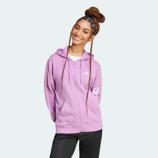 Zdjęcie produktu Bluza z kapturem Essentials Linear Full-Zip French Terry Adidas Preloved Purple