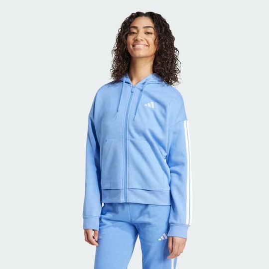 Zdjęcie produktu Bluza z kapturem Essentials z polaru z 3 paskami i suwakiem na całej długości Adidas