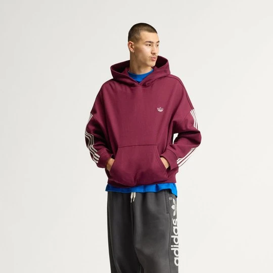 Zdjęcie produktu Bluza z kapturem i 3 paskami adiSignature Adidas bordowy