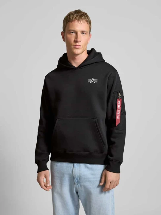 Zdjęcie produktu Bluza z kapturem i detalami z logo Alpha Industries Czarny