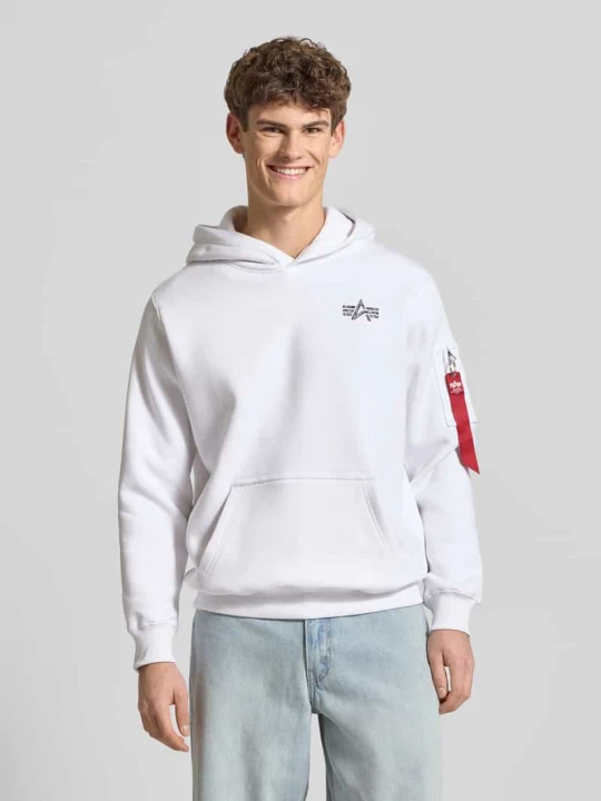 Zdjęcie produktu Bluza z kapturem i detalami z logo Alpha Industries Biały