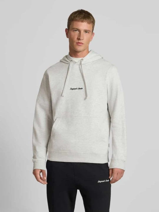 Zdjęcie produktu Bluza z kapturem i kieszenią kangurką Jack&Jones Złamany biały melanż
